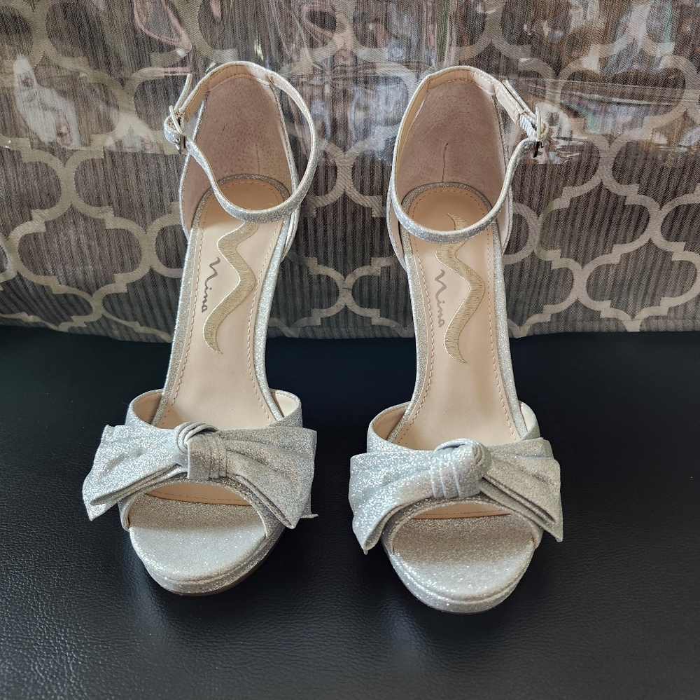 Nina silver stiletto shoes